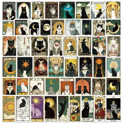 50 Stück Retro-Katzen-Aufkleber für Koffer, Ipad, Handyhülle, Gitarre, DIY, Bastelbedarf, niedliche Image