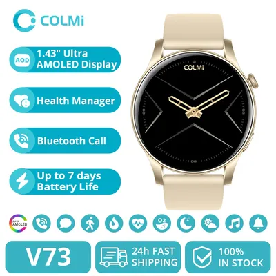 COLMI V73 Smartwatch 1.43" HD AMOLED Display Bluetooth Calls Health Fitness Tracking Smart Watch for Men Women Xiaomi Phone