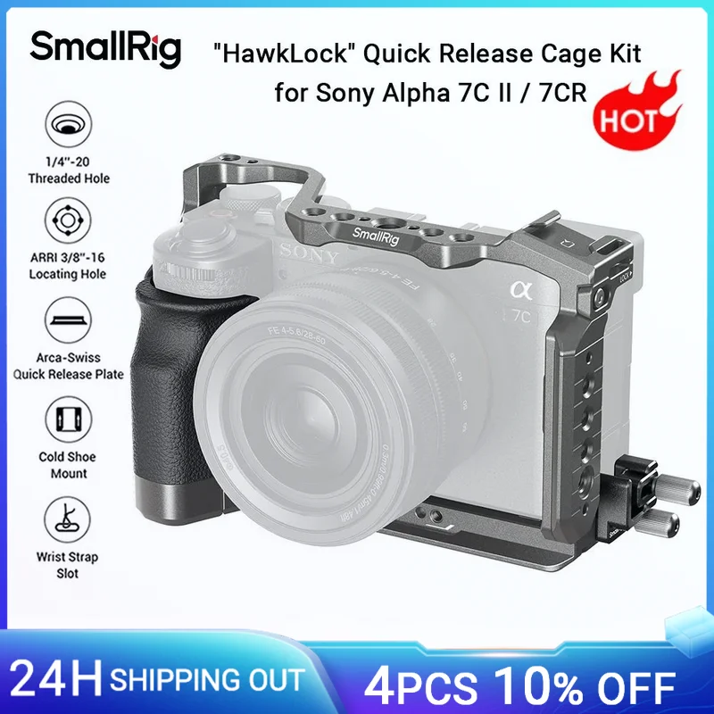 SmallRig „HawkLock“ Schnellwechselkäfig-Set für Sony Alpha 7C II/7CR mit Silikongriff, Kabelklemme, Schnellwechselplatte 5198 Image