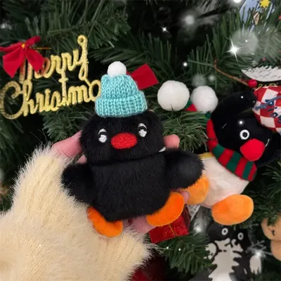 Niedliche flauschige Pinguin-Kopfhörerhülle für Apple Airpods 4 3 Pro 2, Kawaii-Cartoon-Plüsch-Kopfhörer-Ladehülle für Airpods Pro Image