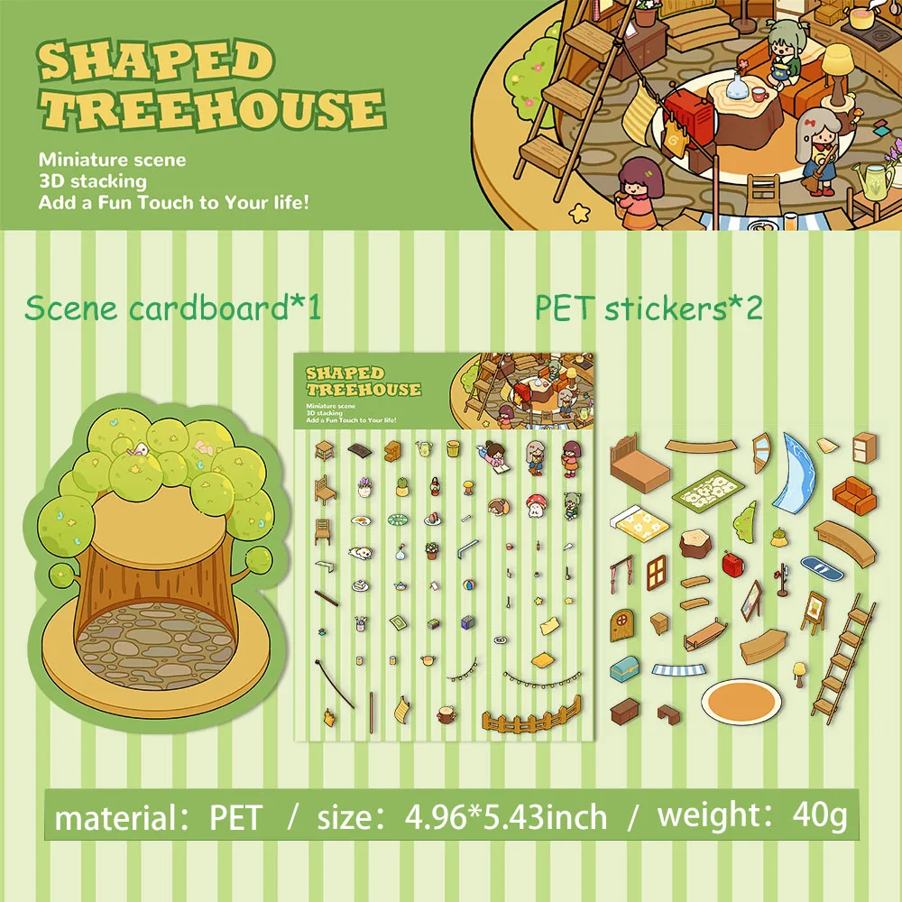 Plus Size Tow-Story Cabin Scene DIY Aufkleber Hoch spielbarer Aufkleber Stapeln Einfügen Festival Geburtstagsgeschenk für Image