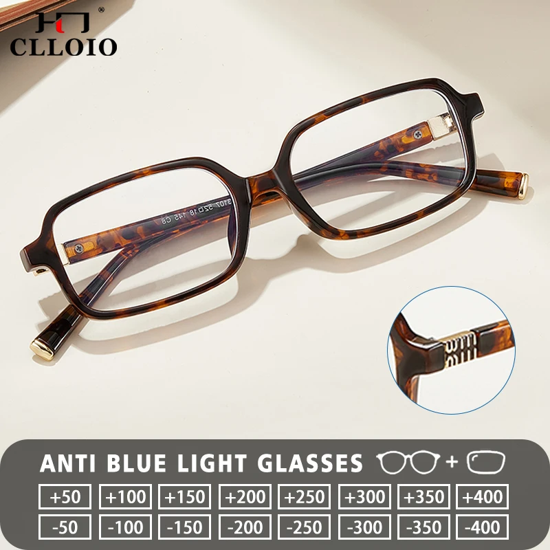 CLLOIO Mode Retro Anti Blau Licht Lesebrille Frauen Kleine Quadratische Rahmen Brillen Myopie Hyperopie Brillen Image