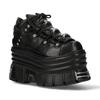 New Rock M-106-C181 Schwarze Gothic Punk-Stiefeletten mit klobiger Plateausohle