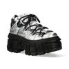 New Rock M-106WALL-C29 Gothic Stiefeletten aus metallischem Silber und schwarzem Leder