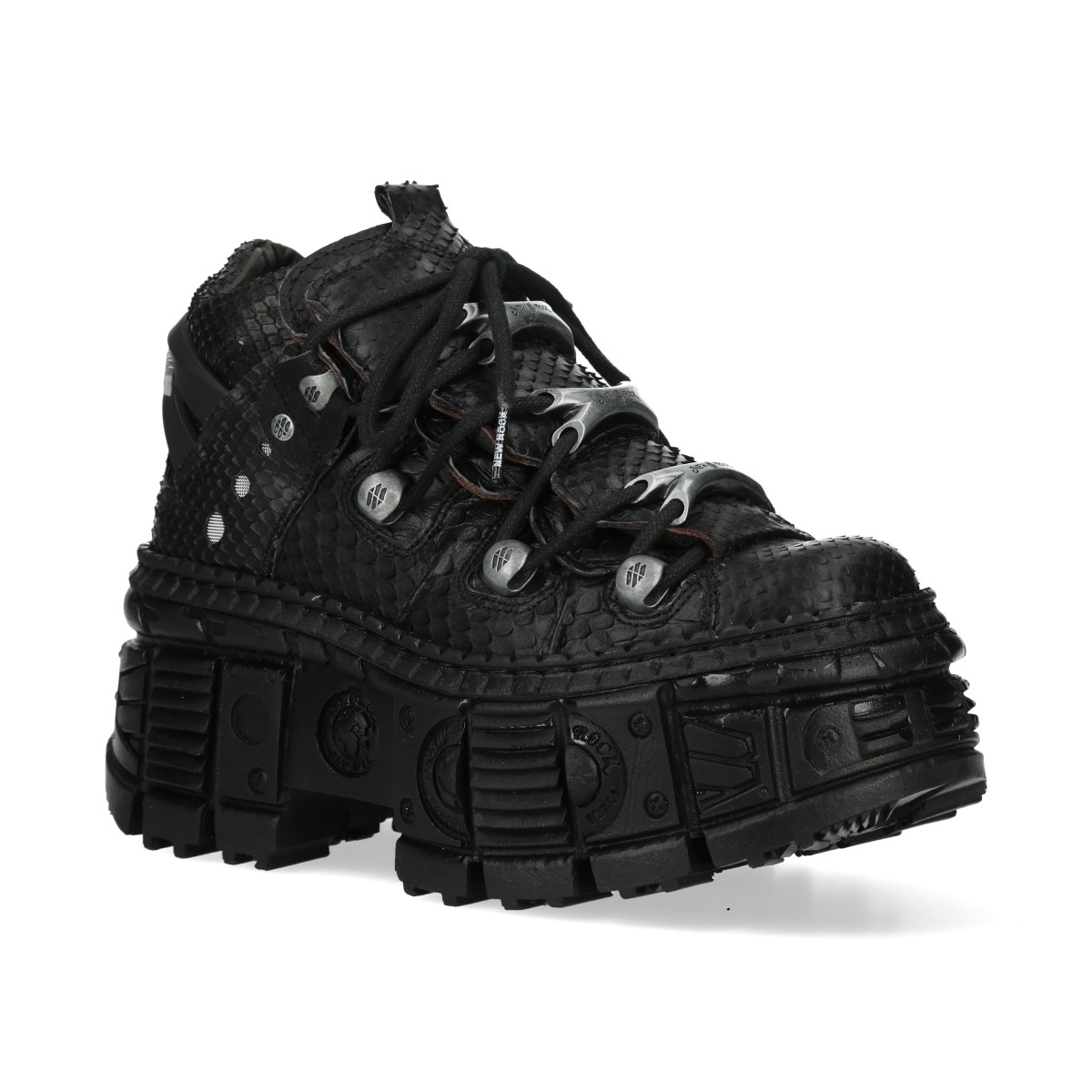 New Rock M-106WALL-C65 Python Schwarze Leder Plateau Stiefeletten Image