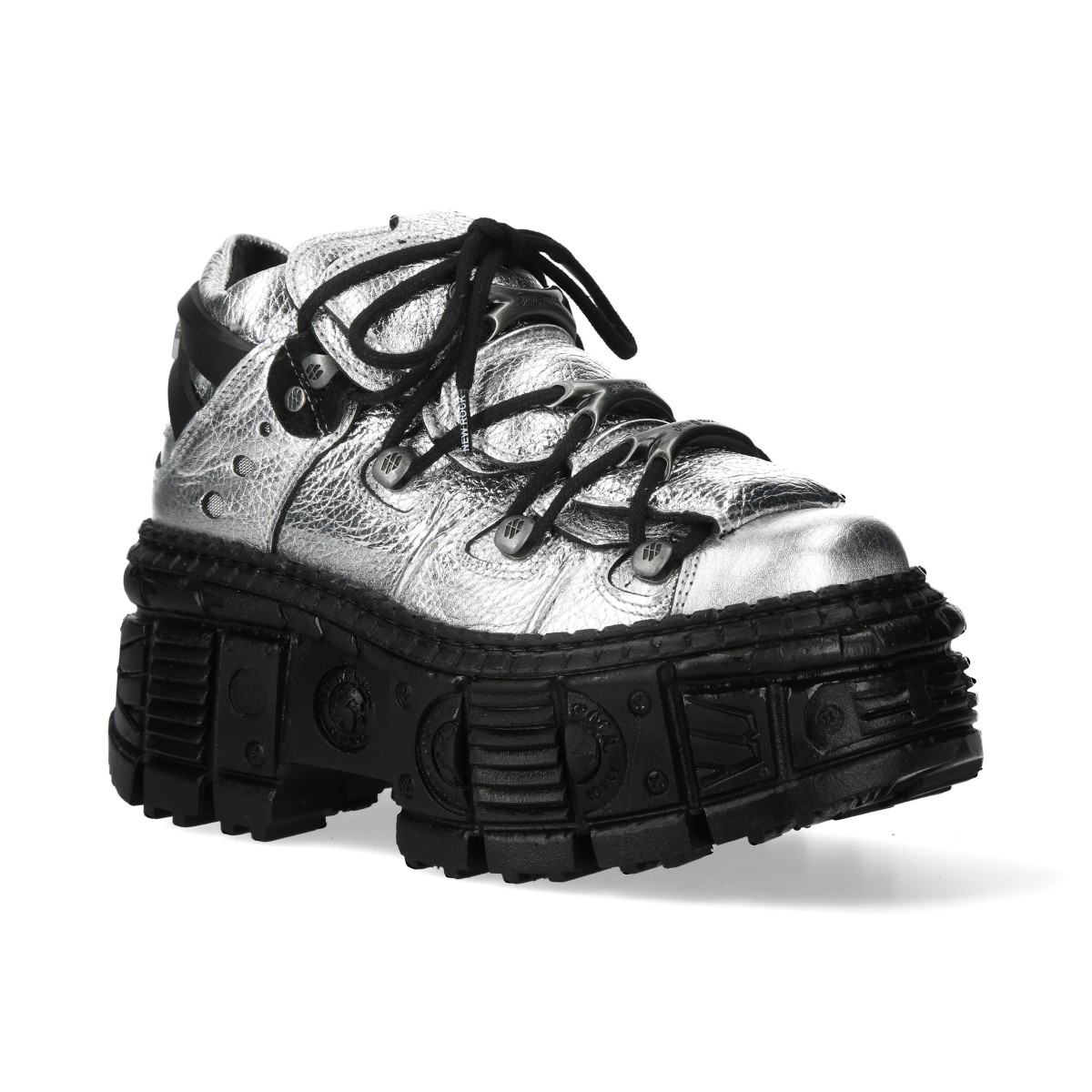 New Rock M-WALL106N-C16 Blau Silber Leder Gothic Urban Rock Stiefeletten