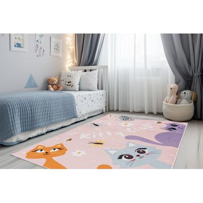 Kinderteppich OBSESSION "Magic Kids ML 104", rosa, B:115cm H:8mm L:160cm, Polyester, Teppiche, niedliches Katzen Motiv, waschbar, Kinderzimmer Image