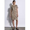 Sommerkleid STREET ONE STUDIO, Damen, Gr. 40, EURO-Größen, braun (creamy braun), Stoff, 90% Polyester, 10% Elasthan, animal-print, casual, gerade knielang, Rundhals, Kurzarm Bündchen, Kleider, knielang