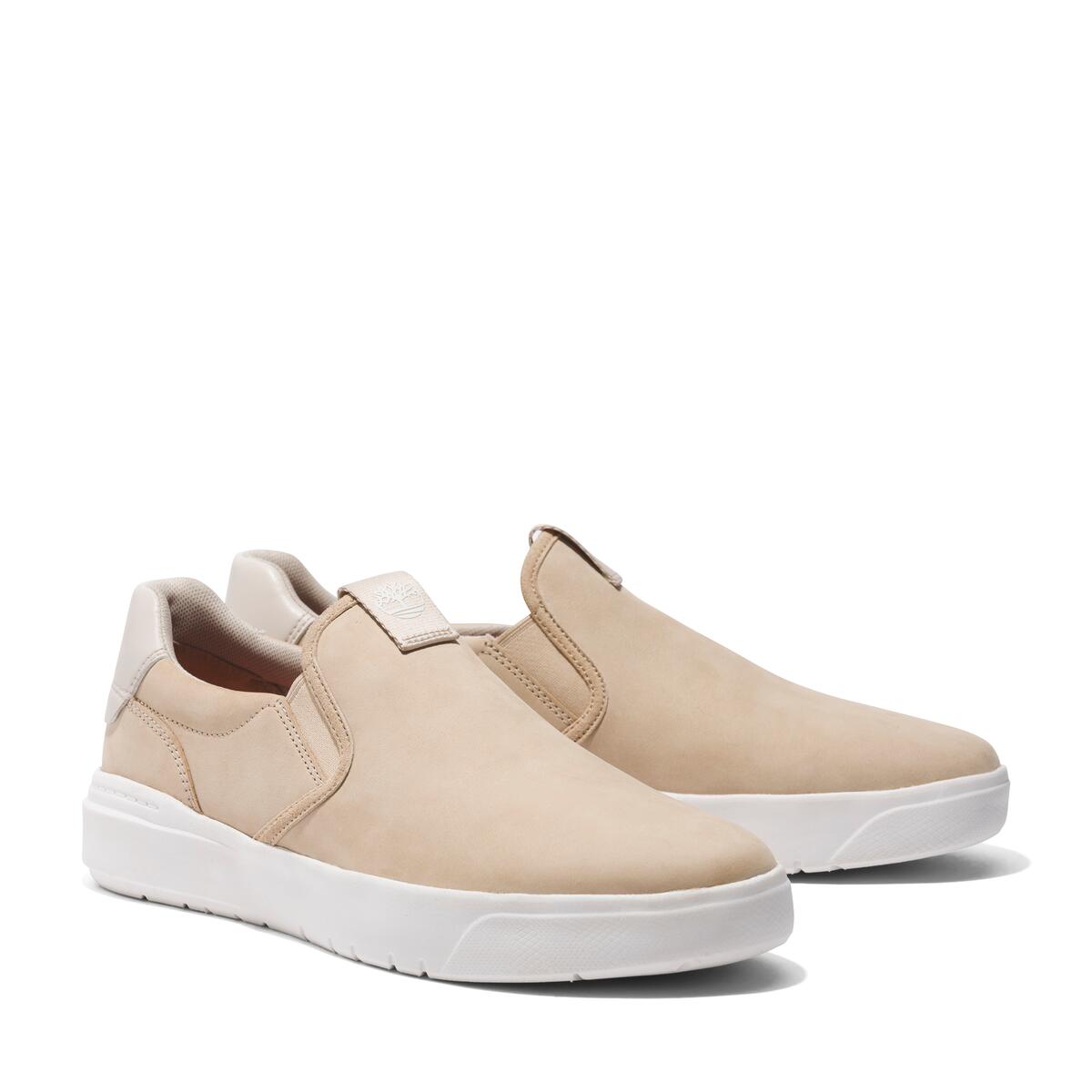 Sneaker TIMBERLAND "Seneca Bay LOW SLIP ON SNEAKER", Herren, Gr. 45, beige (lt bei nubuc), Leder, Schuhe Sneaker