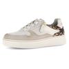 Plateausneaker GABOR, Damen, Gr. 39, sanftes weiß, hellbeige, leo, Kalbsleder, Nubukleder, animal-print, sportlich, Schuhe, Freizeitschuh, Halbschuh, Schnürer mit Kontastbesätzen, Weite K