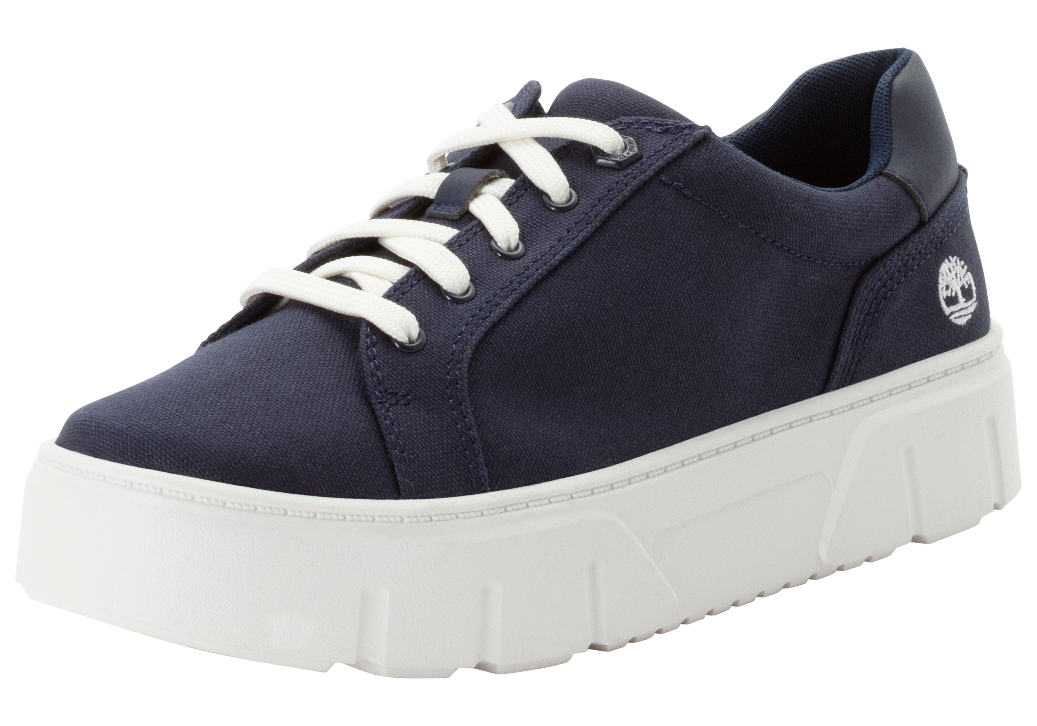 Sneaker TIMBERLAND "LAUREL COURT LOW LACE UP SNEAKER", Damen, Gr. 39,5, blau (navy canvas), Textil, Schuhe Sneaker