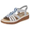 Plateausandale RIEKER, Damen, Gr. 43, grau (silbergrau), Lederimitat, metallic, klassisch, Schuhe, Sandalette, Sommerschuh, Schlupfschuh mit seitlichen Gummizügen