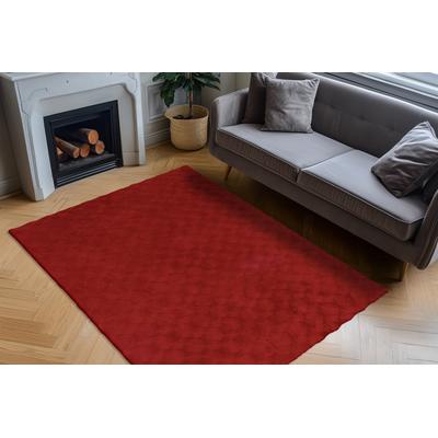 Teppich OBSESSION "Diamond Cut 800", rot, B:200cm H:30mm L:290cm, Polyester, Teppiche, Uni Farben, Hoch-Tief Effekt, weich & kuschelig Image
