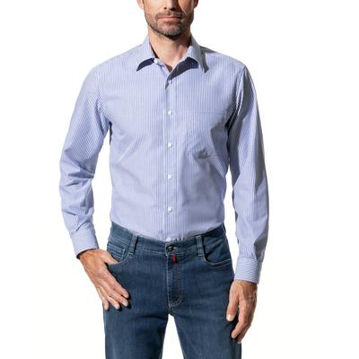 Walbusch Herren Bügelfrei-Hemd Kent-Kragen Blau gestreift Image