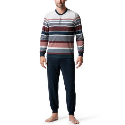 Walbusch Herren Frottee-Schlafanzug Winterwarm Blau gestreift Image