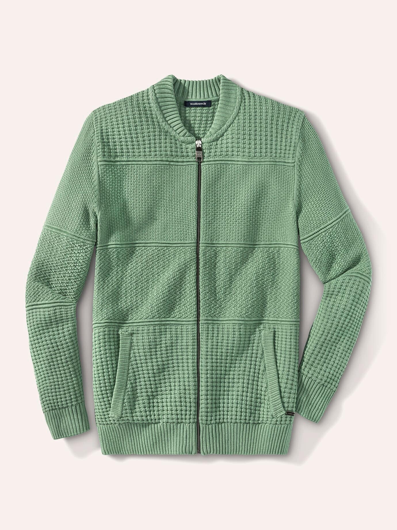Walbusch Herren Zip-Jacke Strukturmix Grün