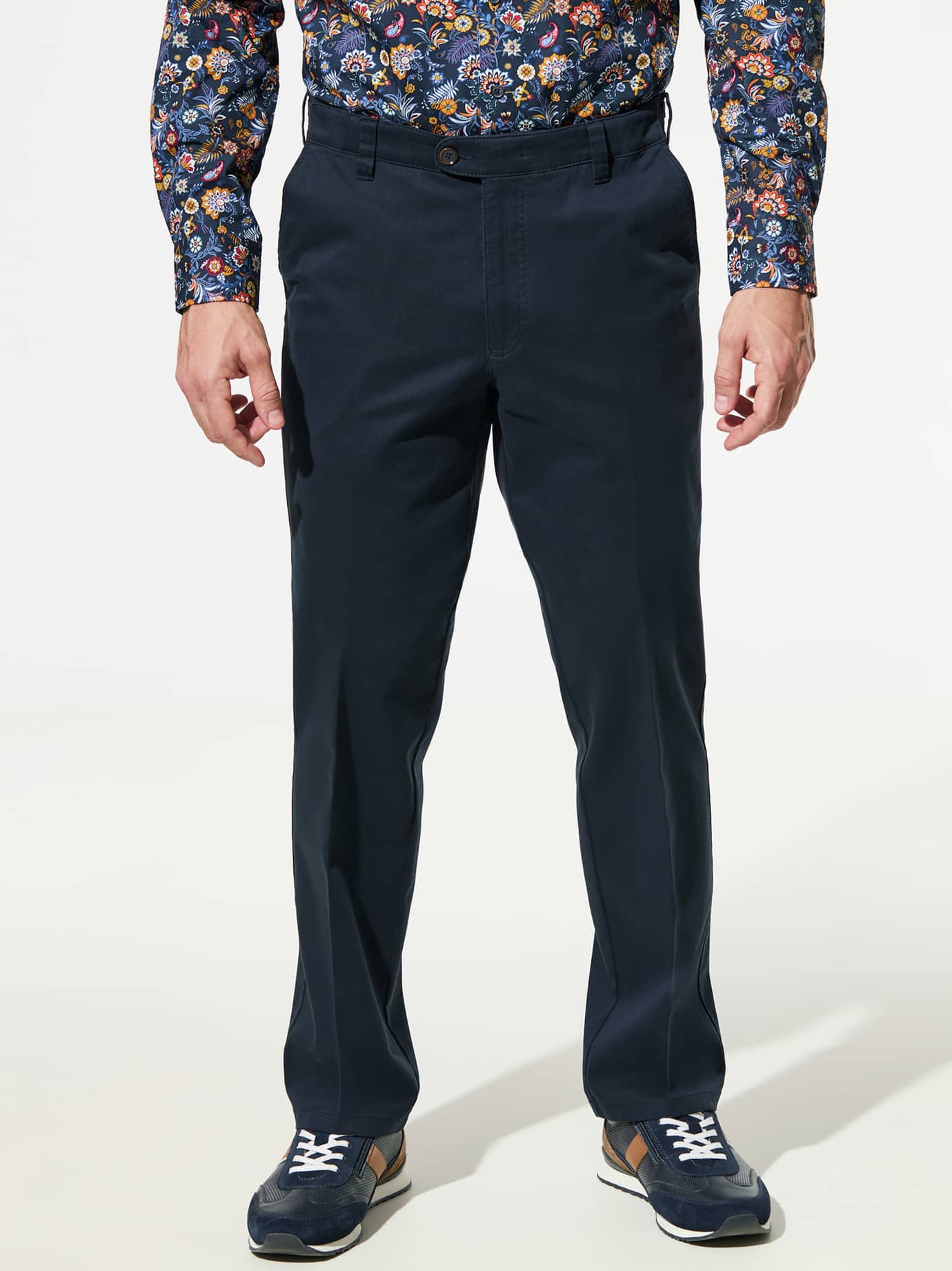 Walbusch Herren Bügelfrei Dehnbund-Chino Blau