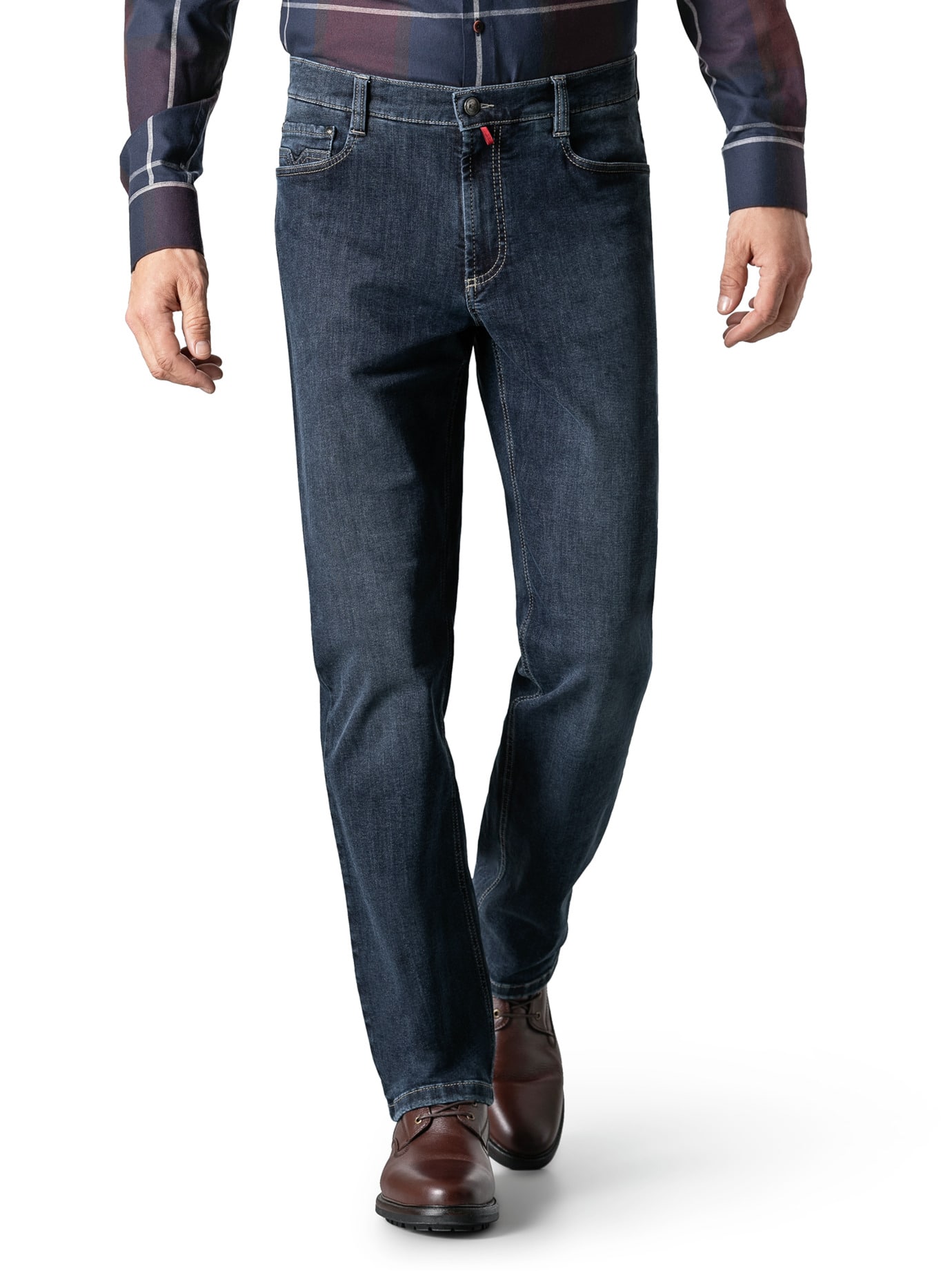 Walbusch Herren Bügelfrei Flex Jeans-Hose Comfort Fit Blau