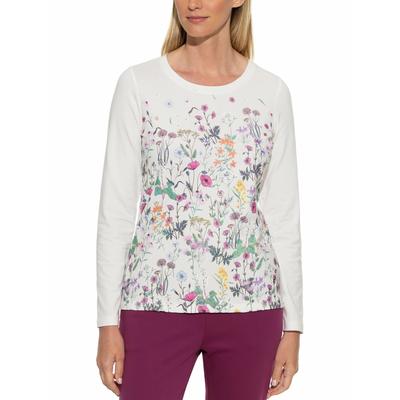 Walbusch Damen Baumwollshirt Blumenwiese Weiss geblümt Image