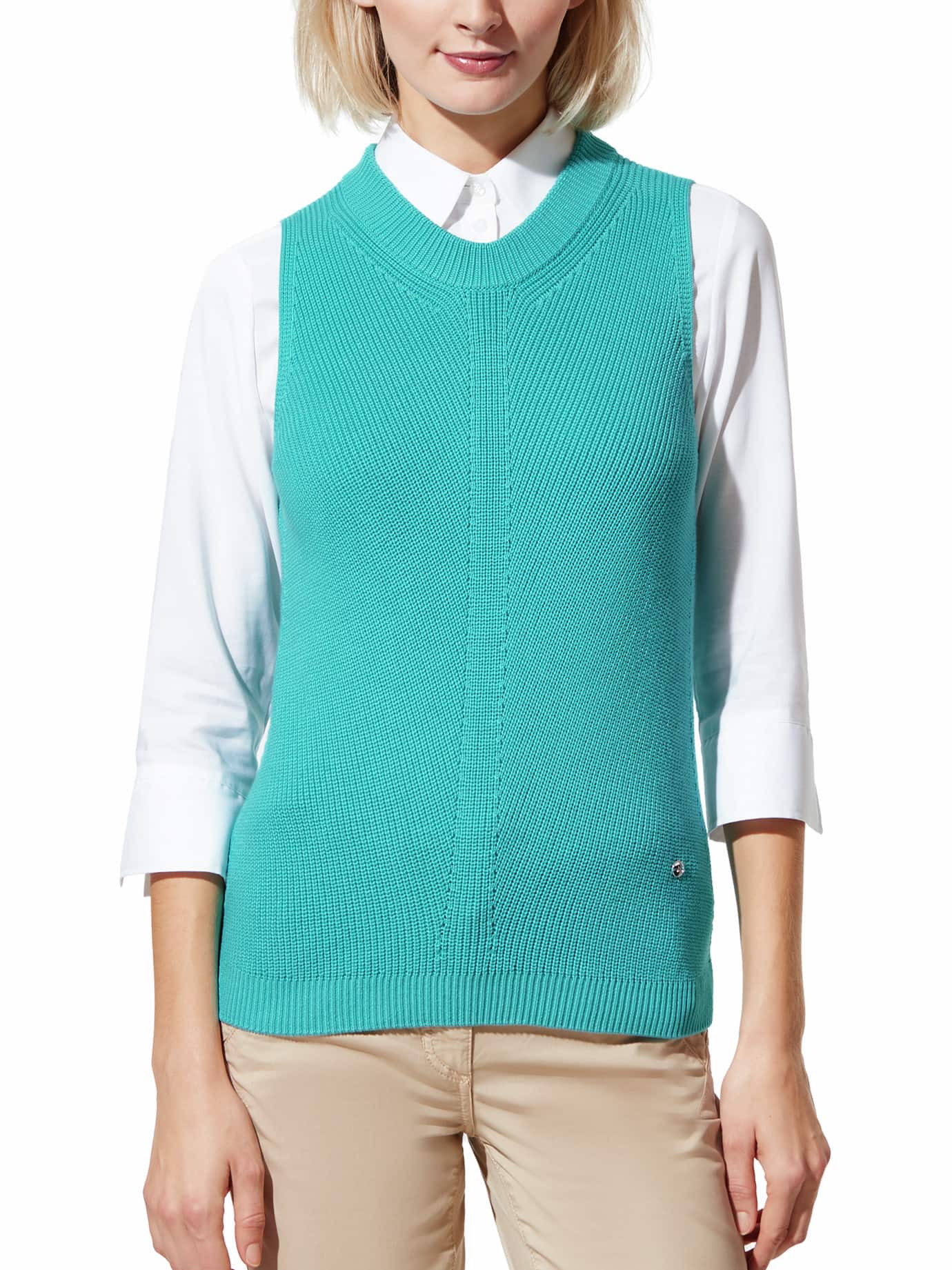 Walbusch Damen Rundhals-Pullunder Diagonalstruktur Grün