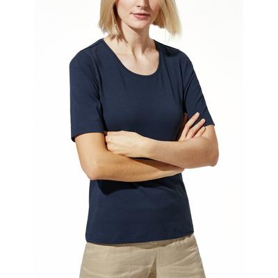 Walbusch Damen Baumwoll-Basic-Shirt Halbarm Blau Image