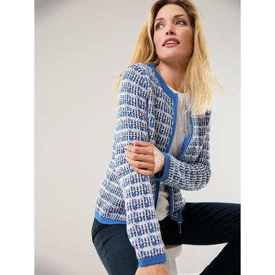 Walbusch Damen Baumwoll-Strickjacke Happy Tweed Blau gemustert Image