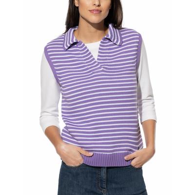 Walbusch Damen Streifen-Pullunder Polokragen Lila gestreift Image