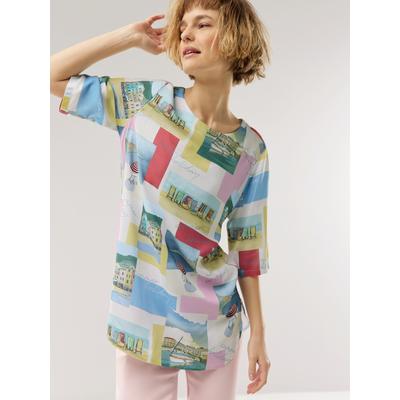 Walbusch Damen T-Shirt-Bluse Extra Leicht Weiss bedruckt Image