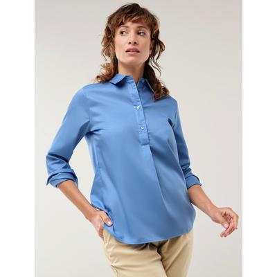 Walbusch Damen Bügelfrei Polo Bluse Blau Image