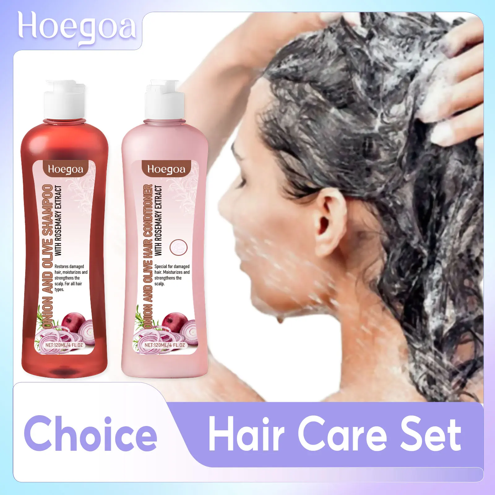 Onion and Rosemary Shampoo For Hair Growth Anti Frizz Dandruff Removal Improve Dry Split Ends Nourishing Smooth Hair Conditioner