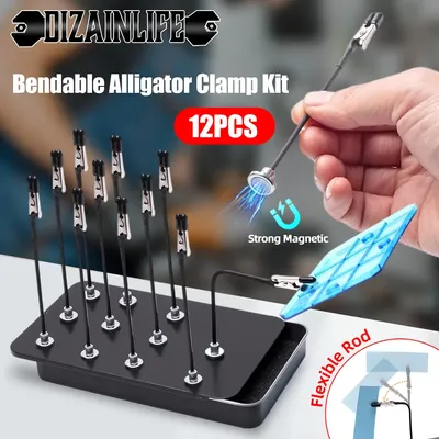 Model Painting Stand Base Holder 12PCS Magnetic Bendable Alligator Clip Sticks Set Modeling Tools