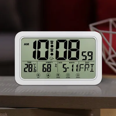 Large Number Electronic Wall Clock Temperature Humidity Display Snooze Alarm Clock Hanging/Desktop
