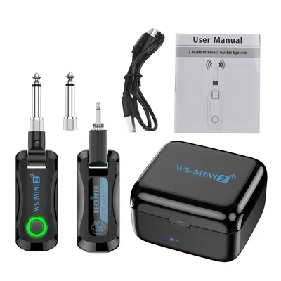 2.4G Wireless Guitar System Rechargeable Portable Transmitter Receiver Set with Charging Compartment