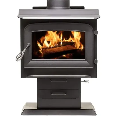 1,200 Sq. Ft. EPA Certified Pedestal Wood Burning Stove, Black