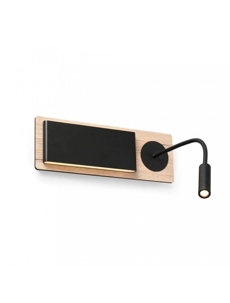 mood, braune wandleuchte aus holz mit led-lesegerät, faro barcelona Image