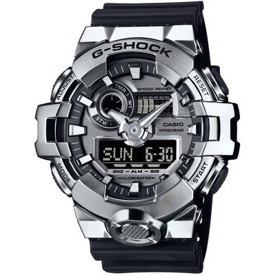 Chronograph CASIO G-SHOCK, schwarz, silberfarben, Armbanduhren, Herren, Quarzuhr, Armbanduhr, Herrenuhr, bis 20bar wasserdicht, Resinarmband
