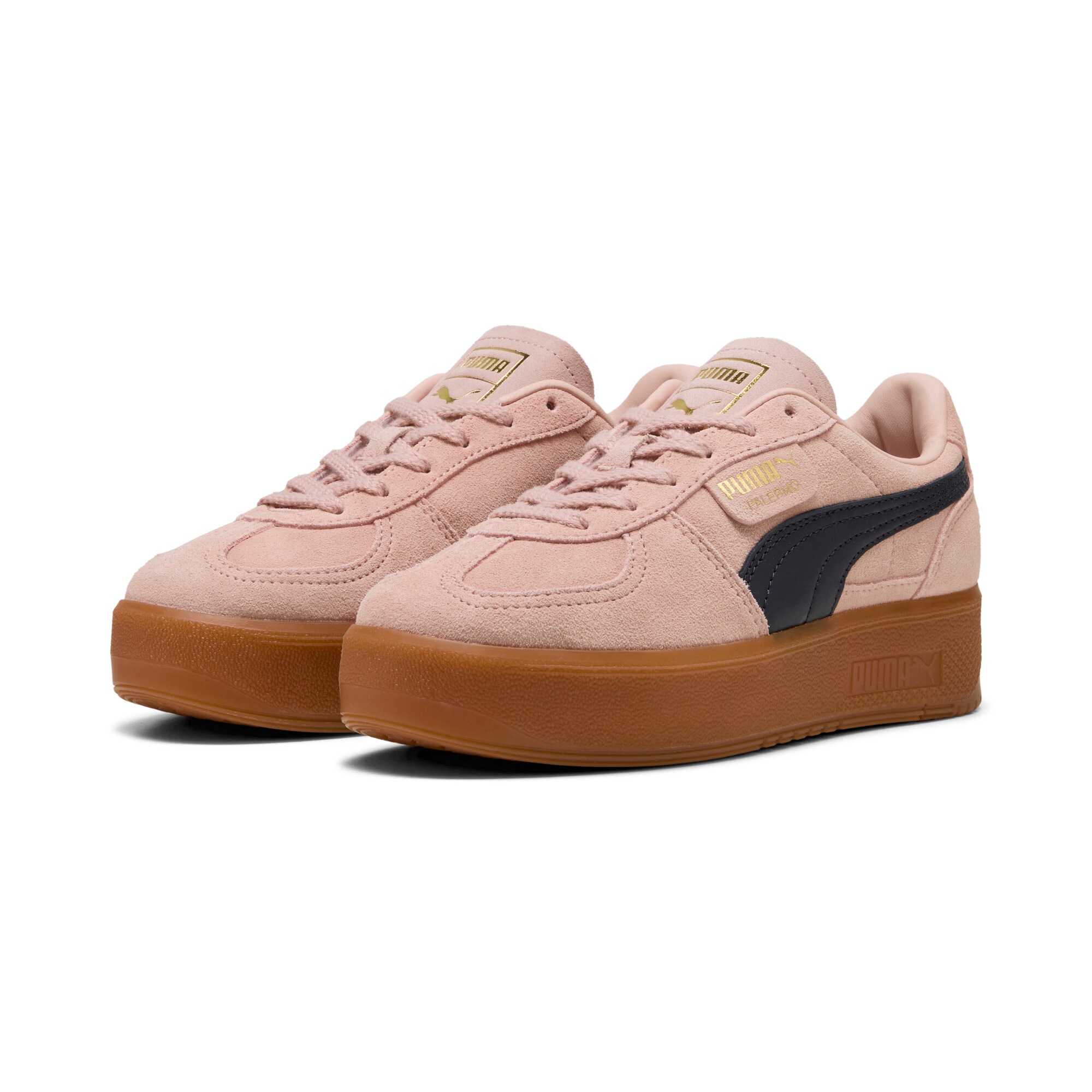 Sneaker PUMA "PALERMO ELEVATA WNS", Damen, Gr. 42,5, rosa (rose quartz, gum), Leder, mehrfarbig, Schuhe Sneaker