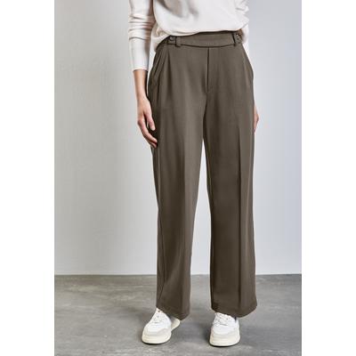 Stoffhose STREET ONE, Damen, Gr. 36, Länge 30, braun (muddy braun), Stoff, 61% Viskose, 32% Polyamid, 7% Elasthan, unifarben, casual, gerade lang, Hosen, High Waist Image