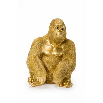 Dekofigur KARE "Deko Figur Monkey Gorilla Side Medium", gold (goldfarben), B:30cm H:38,5cm T:28cm, Polyresin, Dekofiguren Image