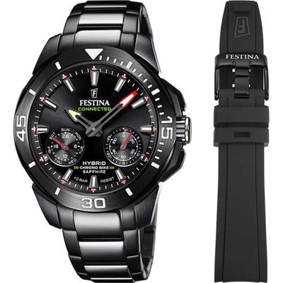 Chronograph FESTINA "Chrono Bike Connected - Special Edition", schwarz (schwarz, schwarz), Armbanduhren, Herren, Armbanduhr, Quarzuhr, Herrenuhr, Stoppfunktion, Saphirglas Image