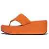 Zehentrenner FITFLOP "PLATFFORMS WEDGE", Damen, Gr. 37, orange, Textil, modisch, Schuhe, Keilsandale, Plateauschuh mit gepaddeter Bandage