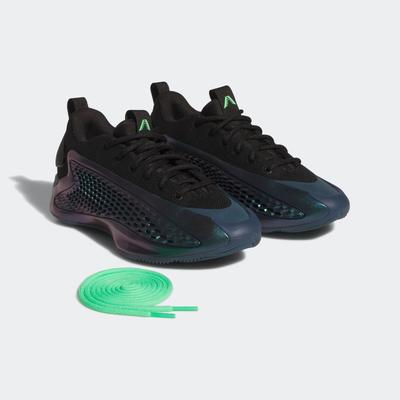 Basketballschuh ADIDAS PERFORMANCE "ANTHONY EDWARDS 1 LOW KIDS", Gr. 38,5, arctic night, core schwarz, screaming grün, Textil, Synthetik, sportlich, Schuhe Image