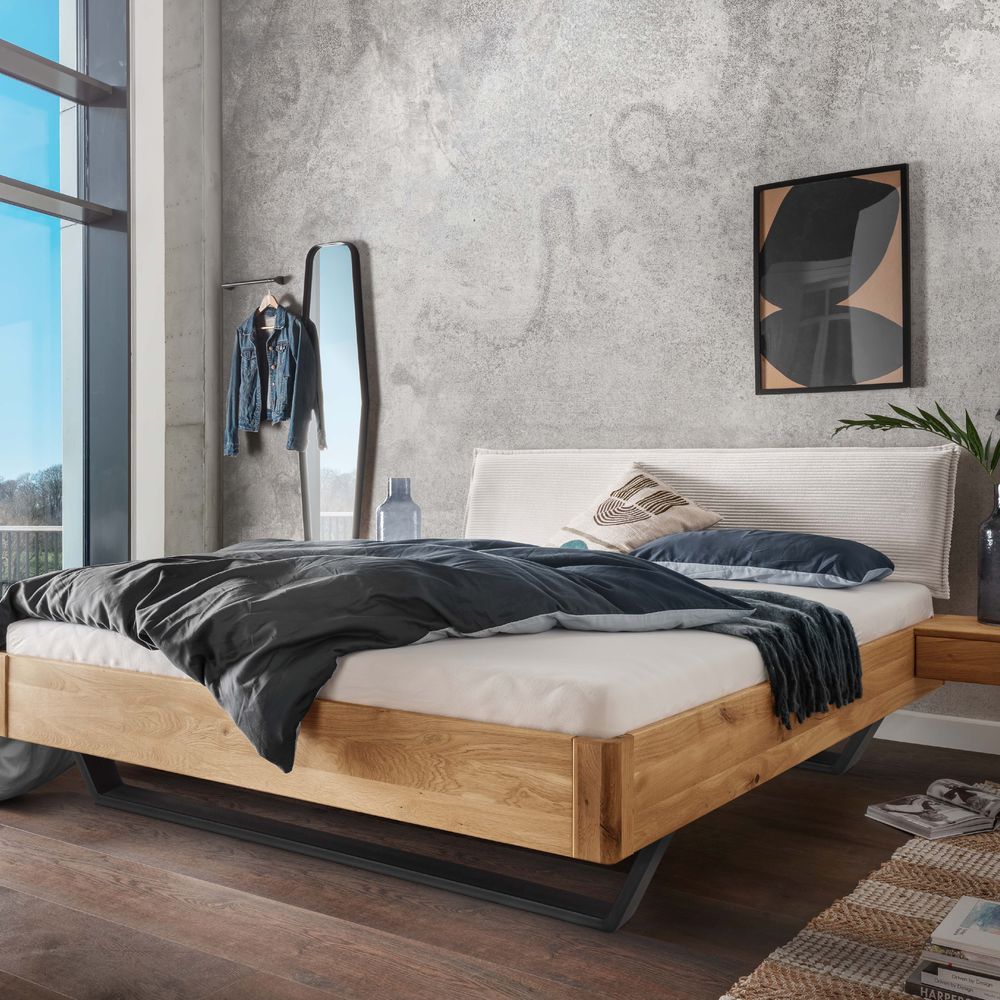 Massivholz »La Dolce Vita XVIII« Wildeiche Massivholzbett 140x200 cm / mit Nachttisch Image