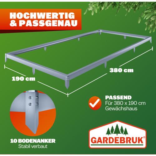 Gardebruk - Fundament für Gewächshaus Stahl verzinkt Sockel Stahlfundament Rahmen inkl.