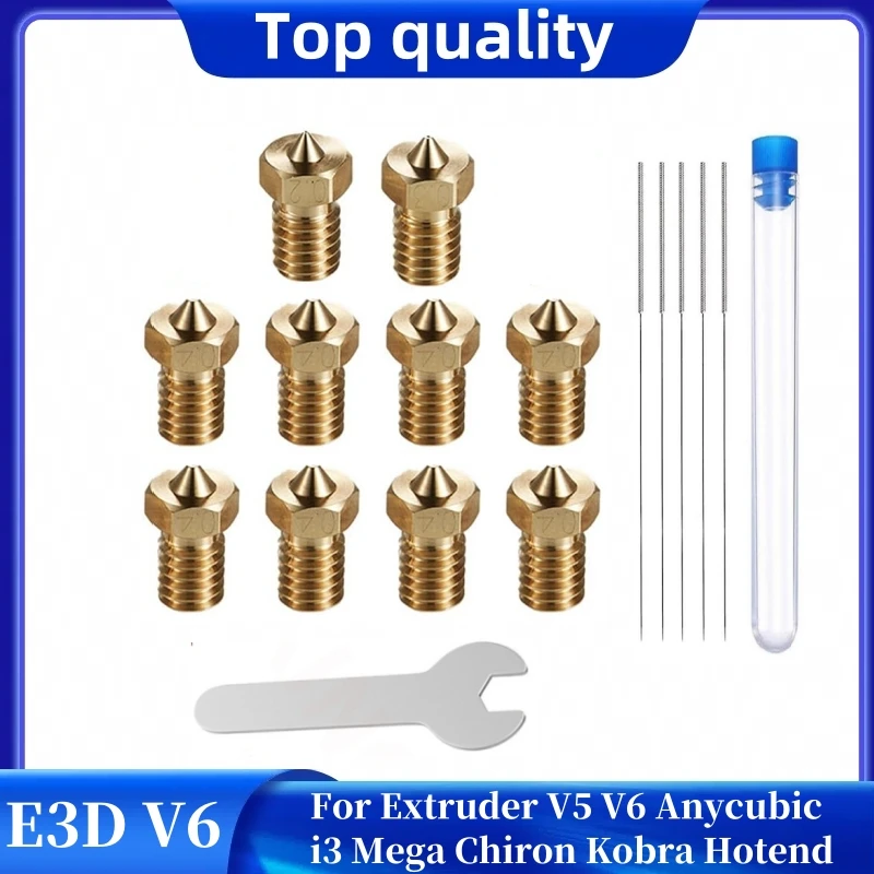 10-teiliges V6-Düsen-Set für E3D V5 V6 Hotend, V6-Düse 0,2/0,3/0,4/0,6 mm für ANYCUBIC I3 Mega A8 Prusa I3 MK3/MK3S 3D-Drucker Image
