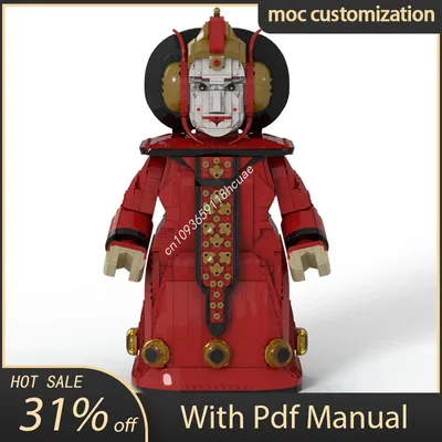 3240 Stück Moc Star Battle Padme Amidala (Queen Outfit) Megafigure Helm Modell Bausteine Ziegel Image