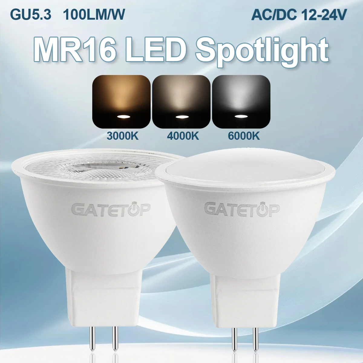 12 Stück Bombillas LED-Strahler MR16-Birne GU5.3-Sockel DC AC 12 V 24 V 6 W 600 lm Spotlicht ersetzen 30 W 50 W Halogenlampe Wohnzimmer