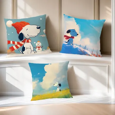 Kissenbezug, bequem, weich, Snoopyyy-Kissenbezug für Sofa, Wohnzimmer, Zuhause, Büro, Dekoration, Schutzhüllen Image
