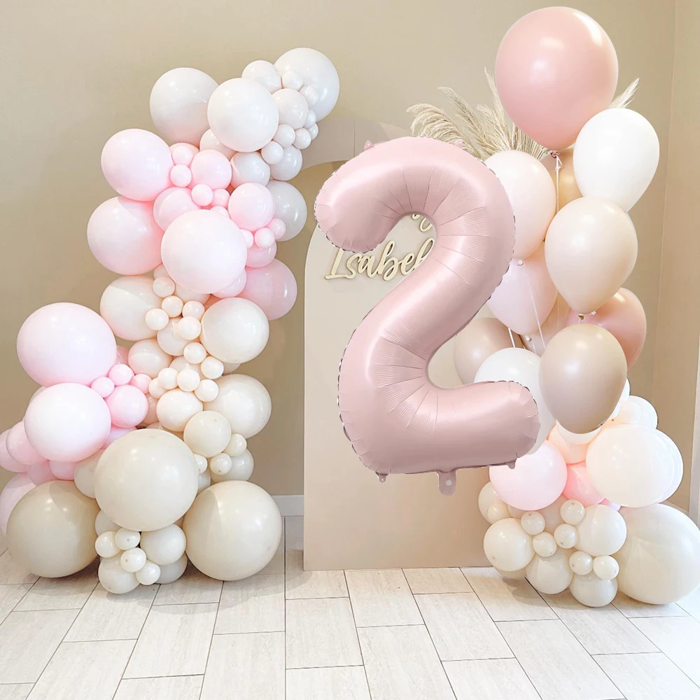 17 teile/satz rosa Serie Latex ballon Baby rosa Folie Nummer Ballon für Mädchen Geburtstags feier Jubiläums dekorationen DIY Geschenke Image