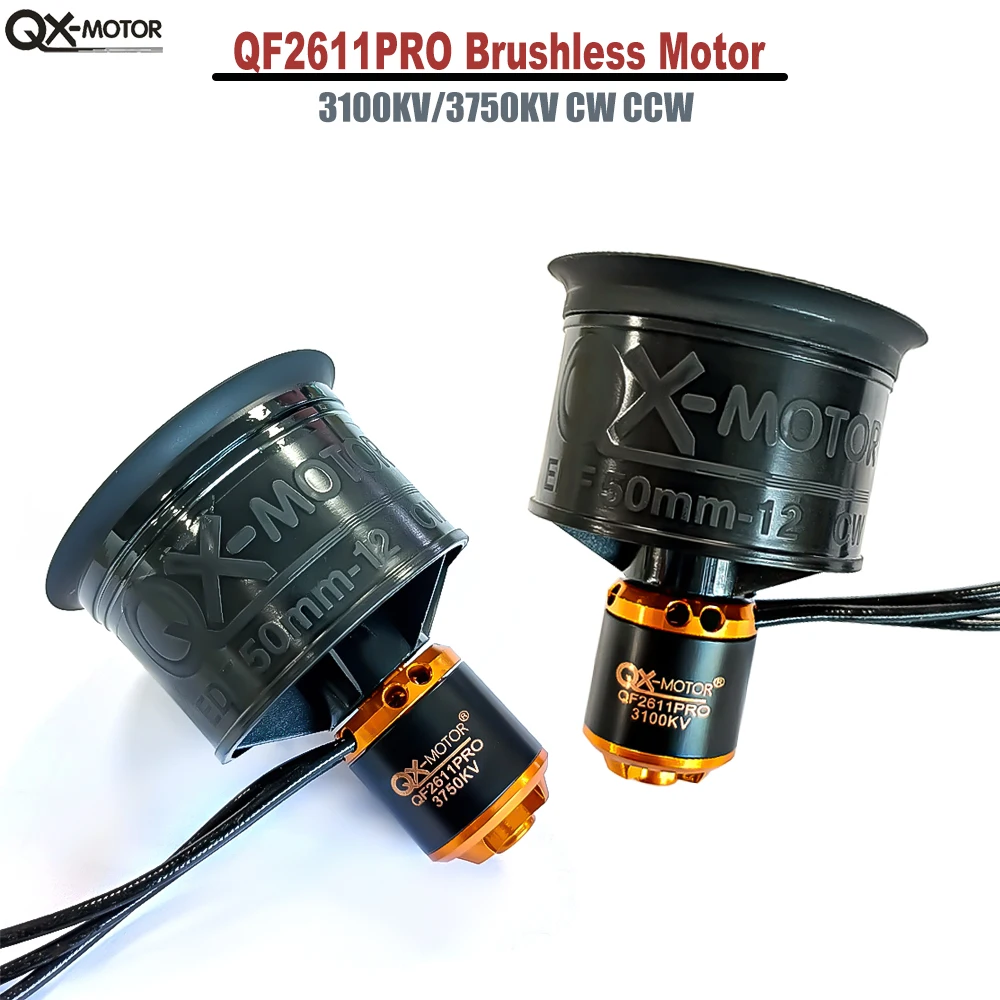 QX-MOTOR 50 mm 12 Flügel Kanalventilator QF2611PRO EDF-Einheit CW CCW mit 3S-6S QF2611PRO 3750KV/3100KV Motor Verwenden Sie 60A ESC für Strahlflugzeug Image